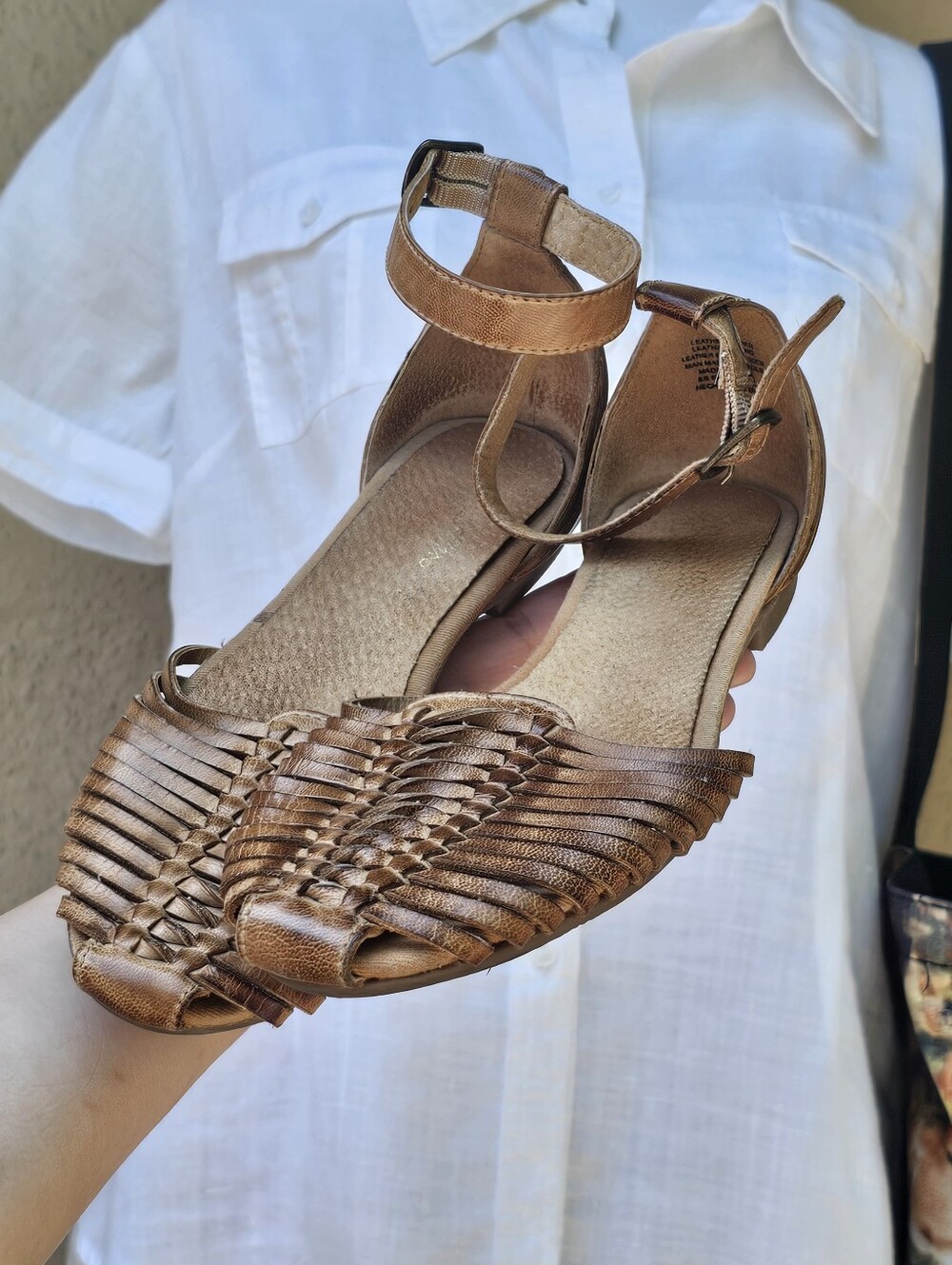 Seychelles Woven Brown Leather Sandals Sz 6